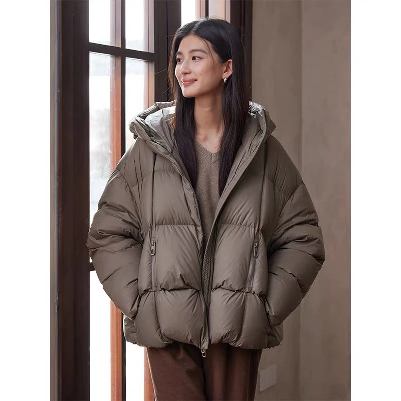 【刘噗噗】咖色小泡芙！连帽轻羽外套！连帽冬季保暖战袍TX12130