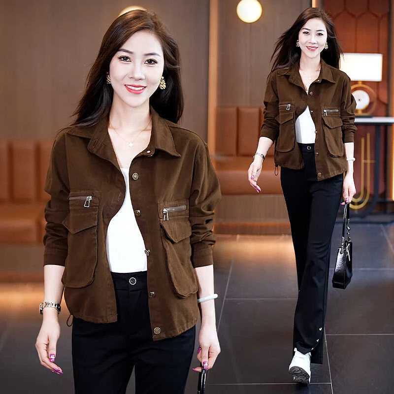 【有间】时尚短外套女秋季新款宽松休闲夹克小个子百搭开衫牛仔上衣