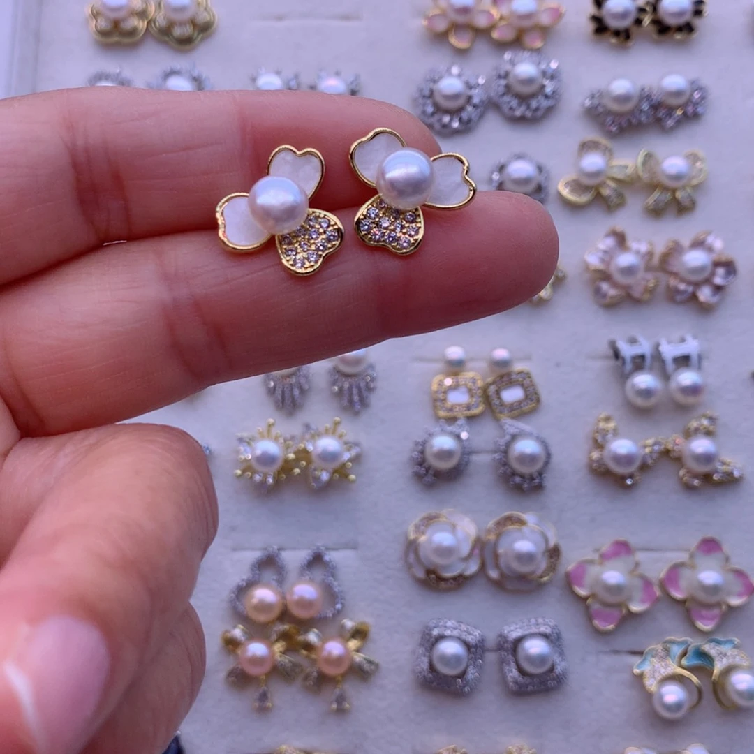 淡水珍珠耳饰合金