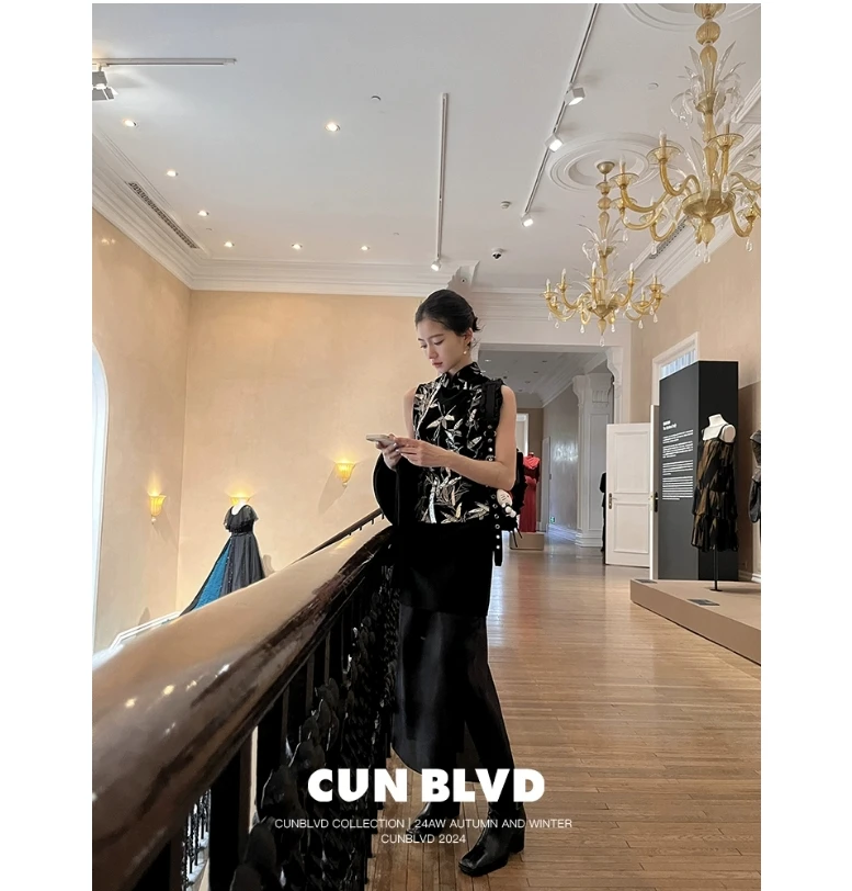 cunblvd常存 古韵文雅 竹叶精致重工刺绣国风新中式马夹无袖上衣