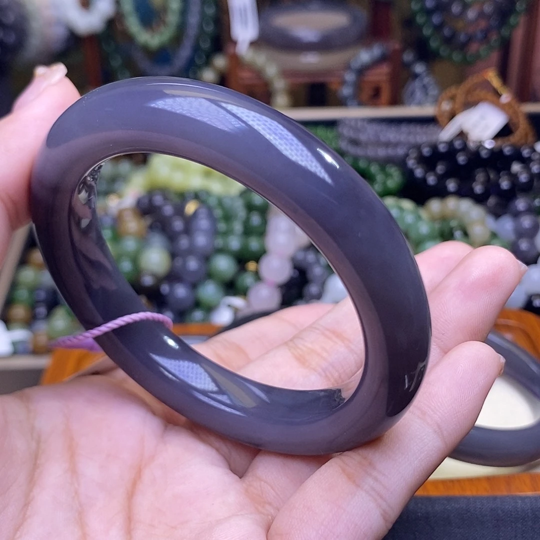 和田玉未镶嵌颈饰浓烟紫葡萄紫老矿料手镯56