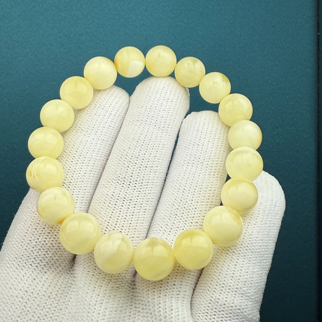 C1425天然原矿俄料蜜蜡 白花蜜手串10mm支持复检 假一罚四