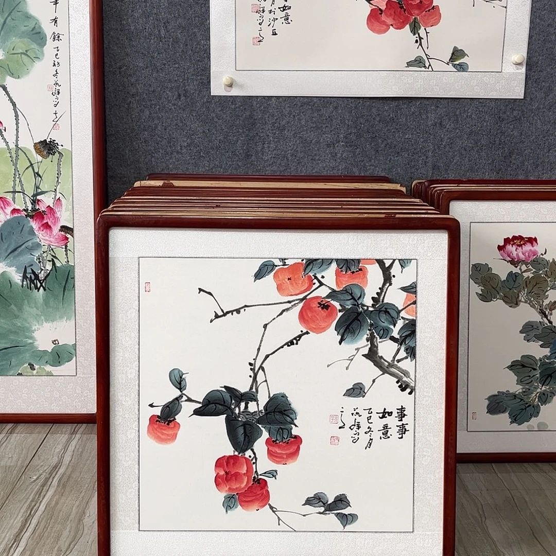 国画书画作品带框63×63