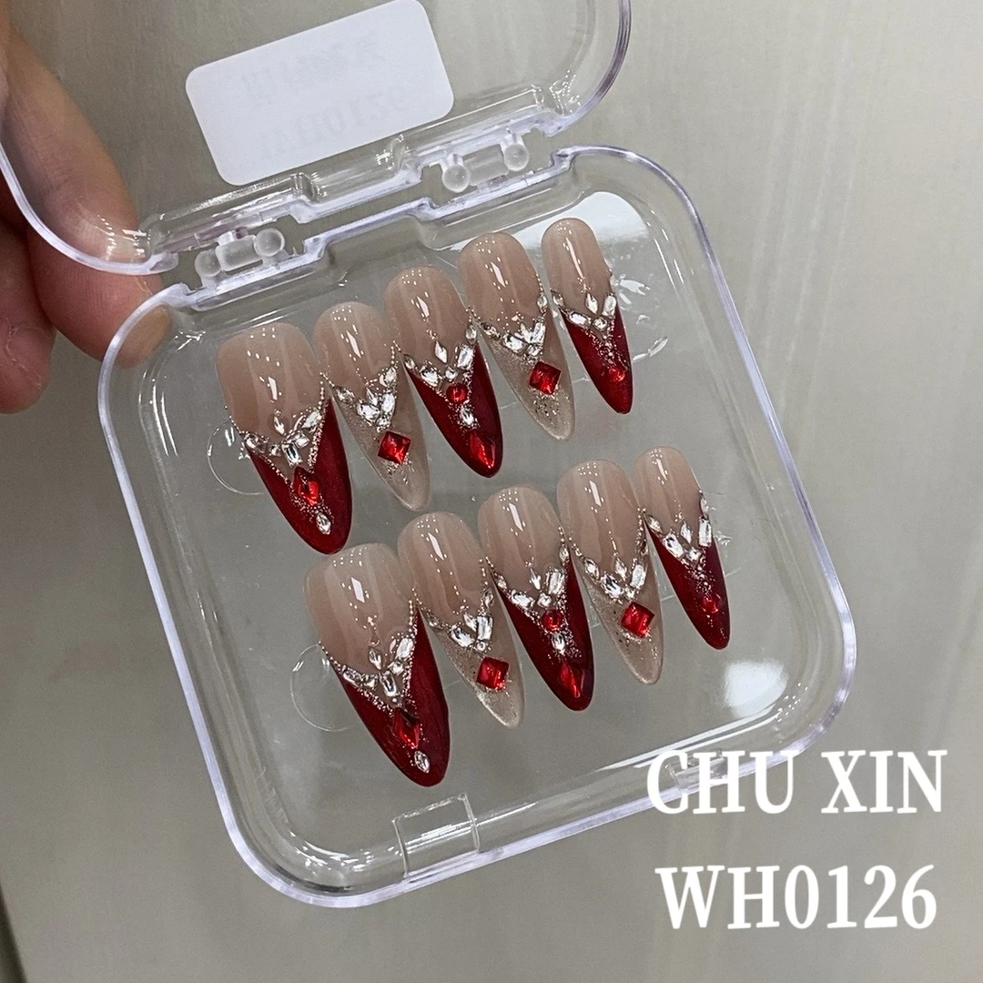 【WH0126伯利晚宴】纯手工穿戴甲夏日清新美甲可拆卸气质显白新款