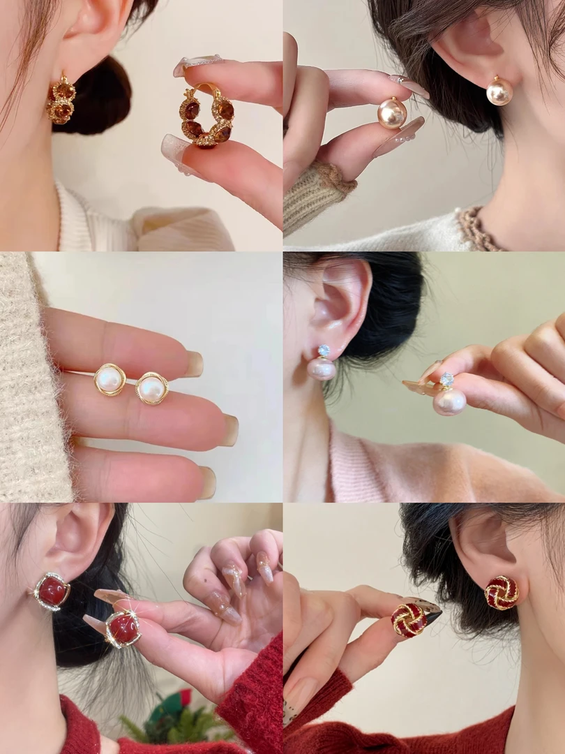 合金耳饰 （清仓）多款可爱气质ins百搭耳钉时尚复古耳钉小众耳环
