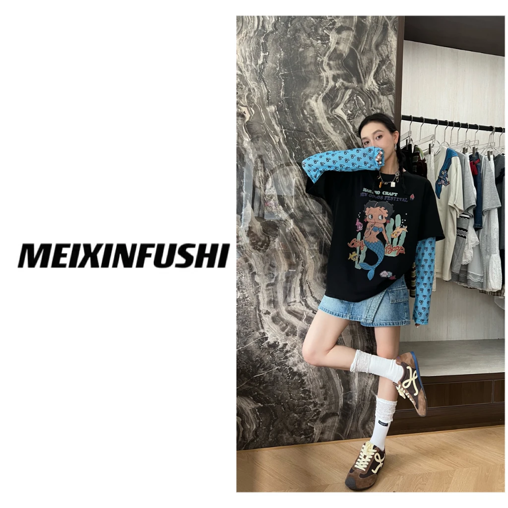 【Mei Xin】贝蒂女孩网纱袖拼接上衣/8306/D