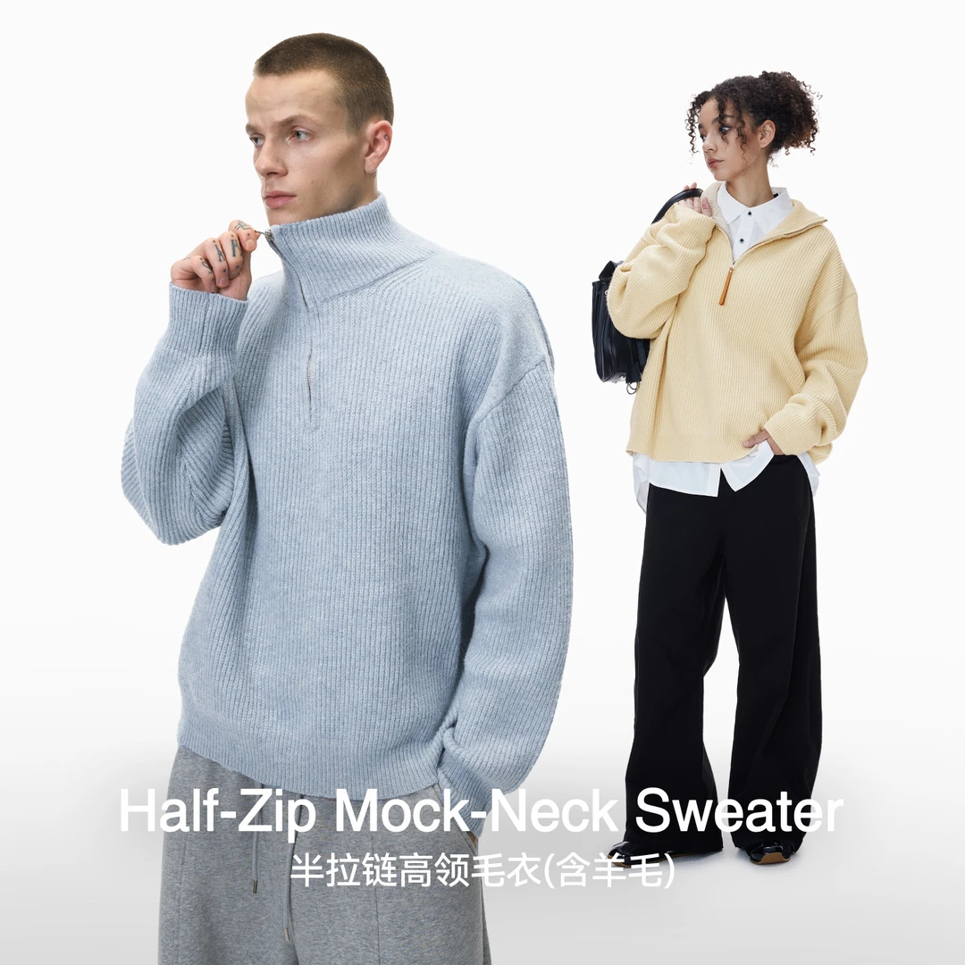 察外XY 半拉链高领毛衣25冬季新品复古街头老钱风松弛慵懒上衣