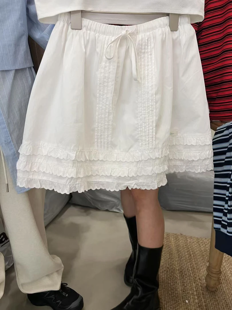 韩国东大门正品女装时尚纯色木耳边短裙032015（NO退NO换）