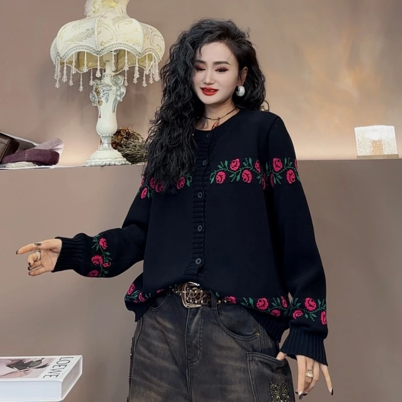 【亿火】秋冬新款宽松文艺休闲时尚百搭圆领针织衫G20-25088