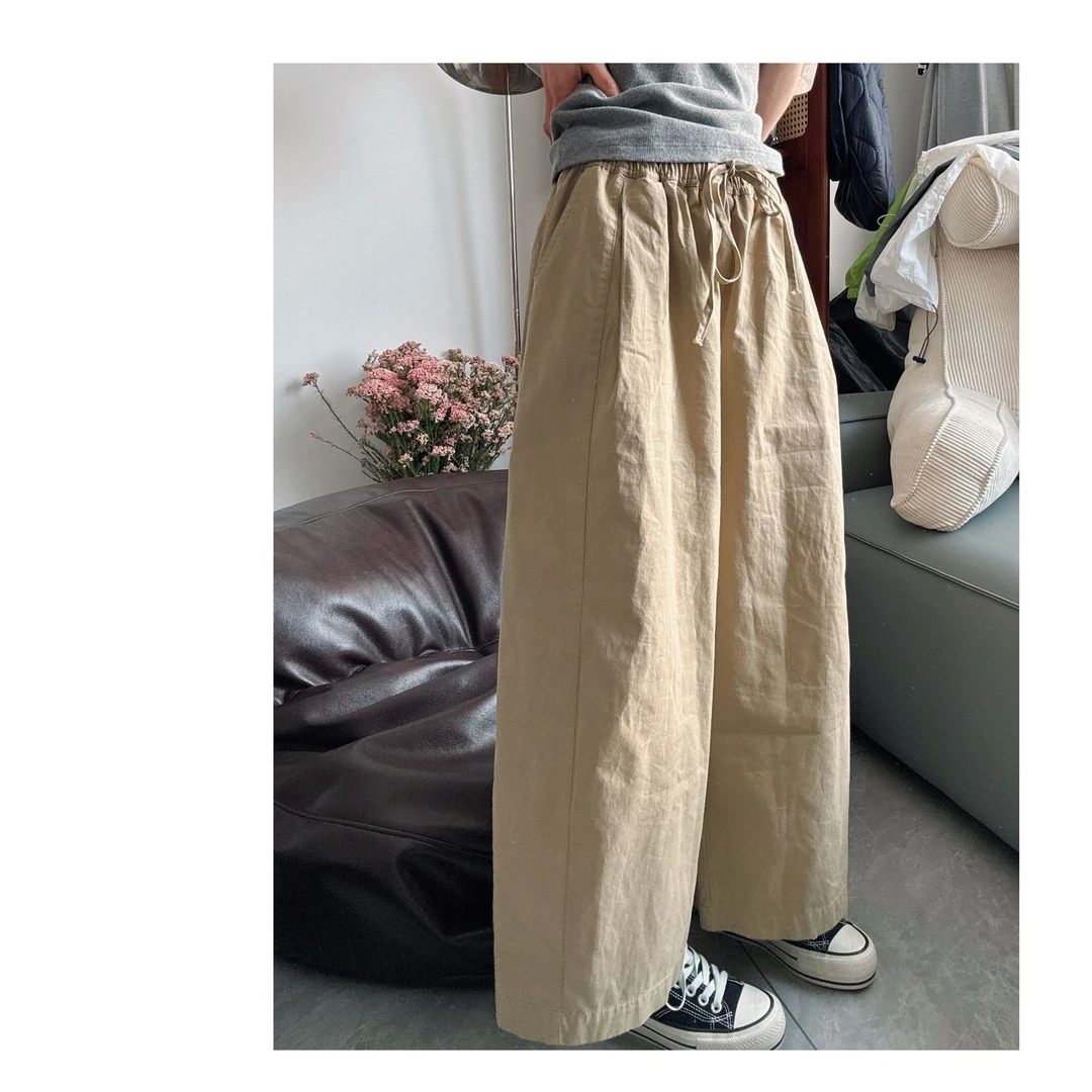 2025春夏松紧腰宽松休闲显瘦9分奶奶裤百搭直筒九分阔腿裤