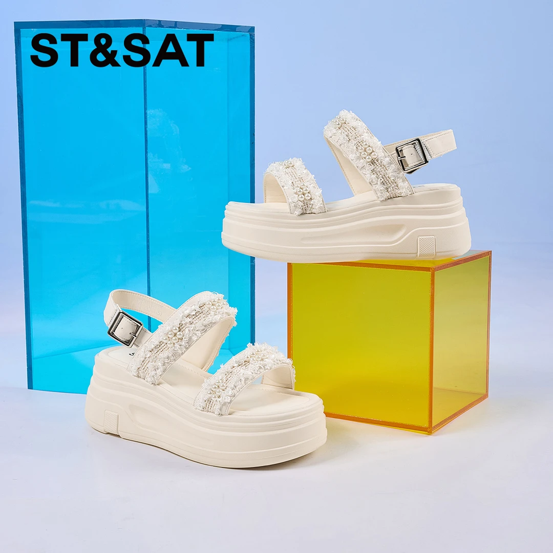 St&Sat/星期六时装凉鞋女2025夏季新款时尚休闲女鞋百搭软底凉鞋