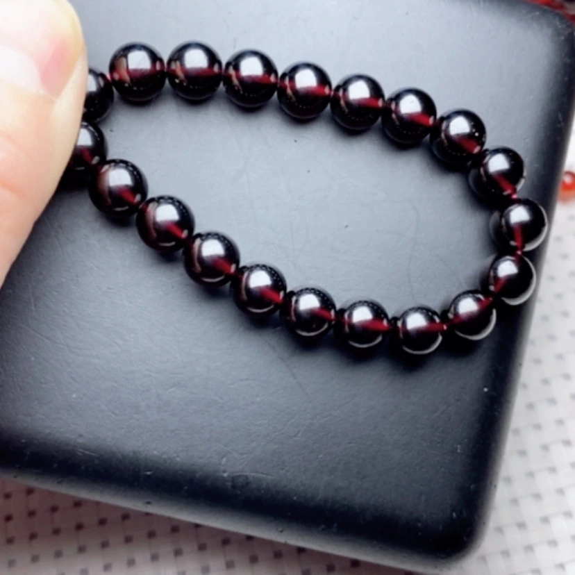 【闪购商品】石榴石手链未镶嵌7.8酒红色