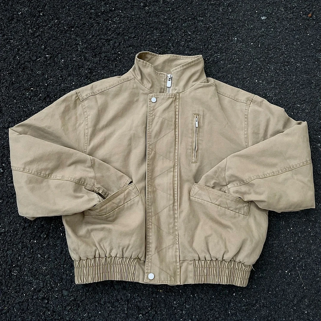 美式复古哈灵顿工装口袋夹克男女cleanfit宽松短宽外套