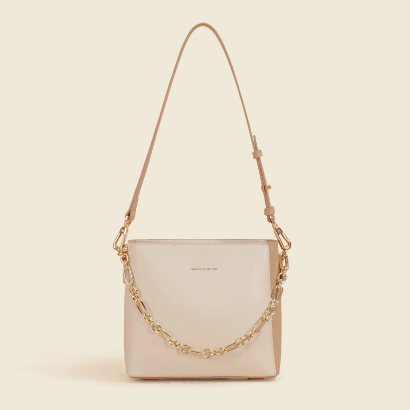 【拼色奶酪】小众设计时尚单肩包洋气桶包拼色斜挎包简约托特包