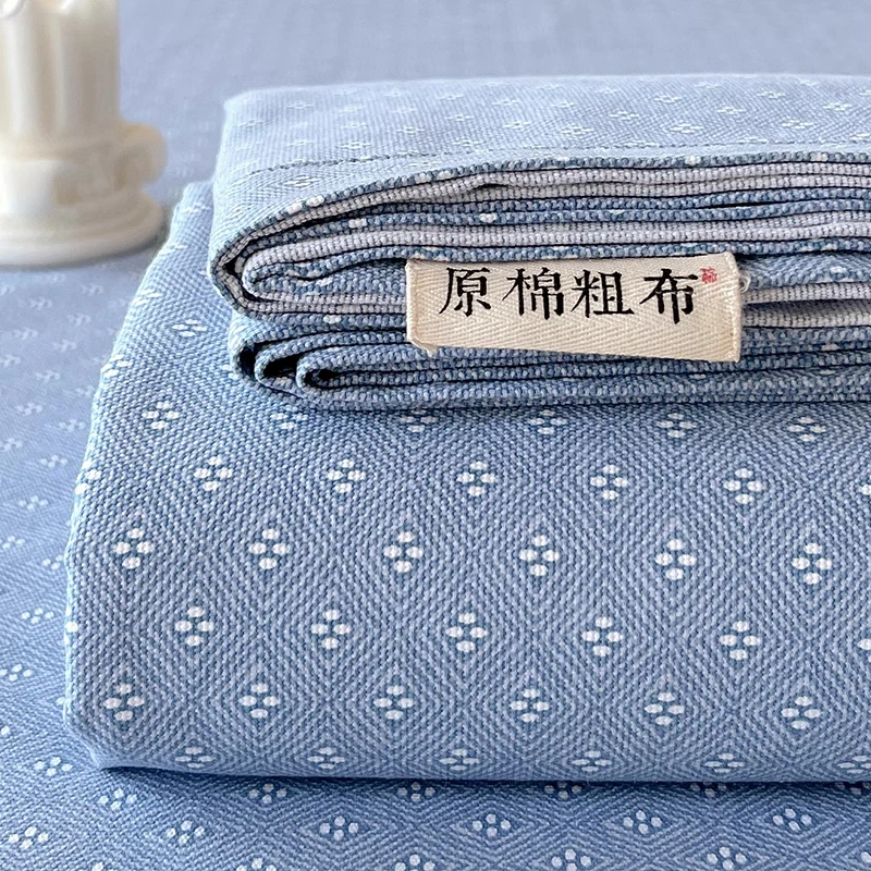 纯棉加厚老粗布床单单件全棉亚麻凉席被单学生宿舍床上三件套4