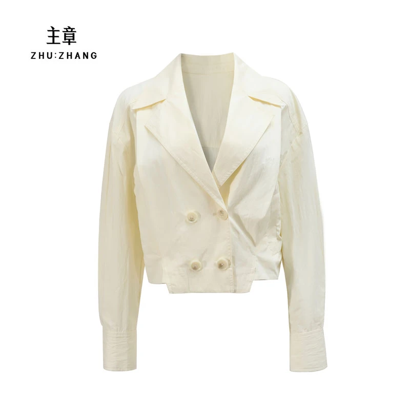 【典雅轻奢】主章ZHUZHANG休闲时尚纯色翻领短款风衣外套ZGSJ7200TN