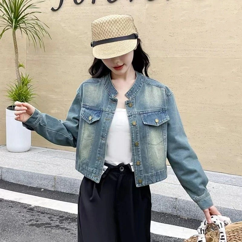 复古短款牛仔外套2025春季新款女小个子爆款早春牛仔衣夹克上衣潮