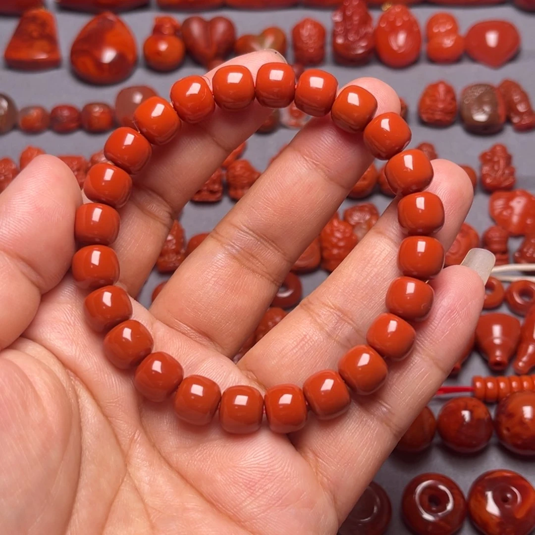 南红玛瑙配饰未镶嵌精工老型手串卡9.1mm