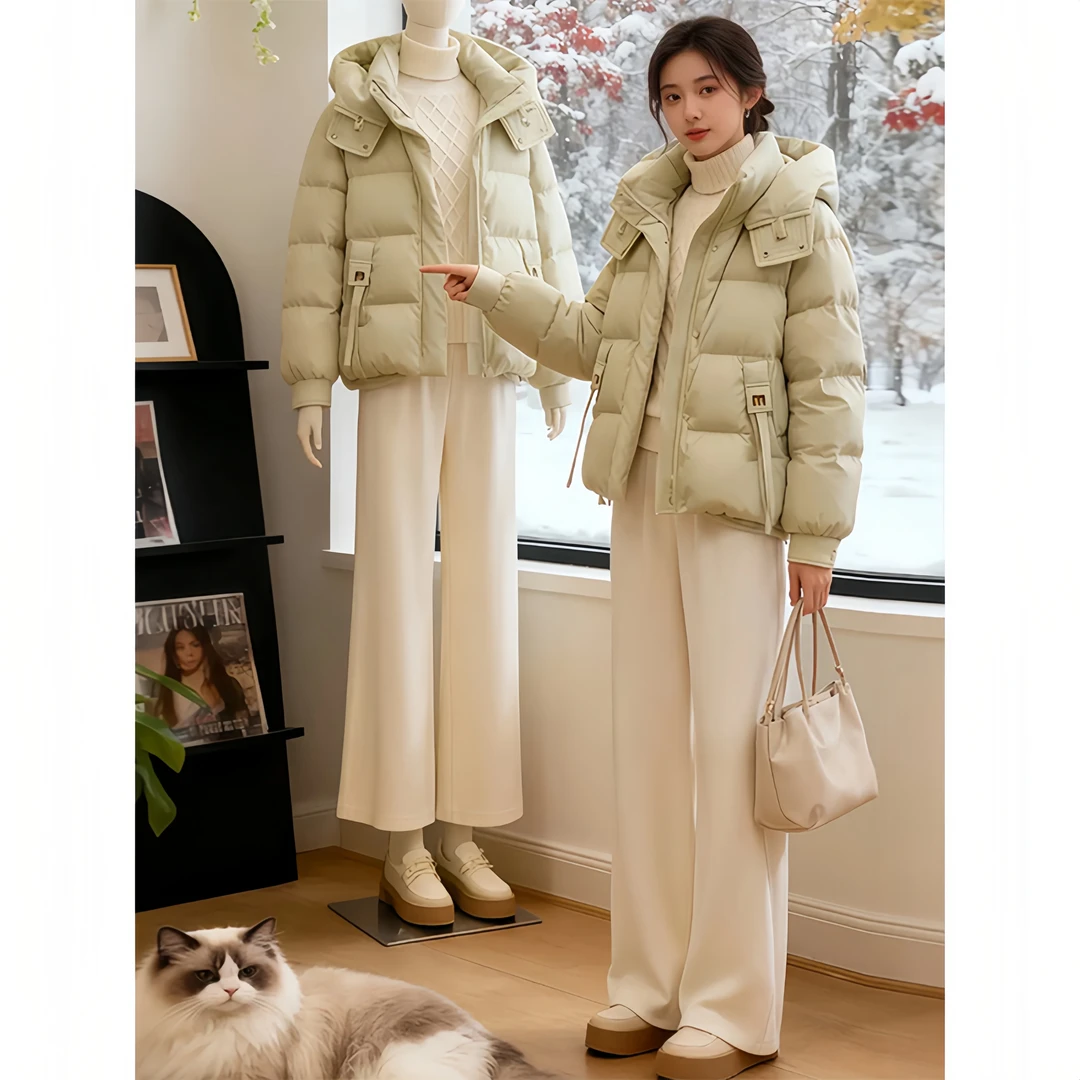 2025冬季新款小个子棉服保暖百搭加厚女短款面包服连帽厚外套棉袄