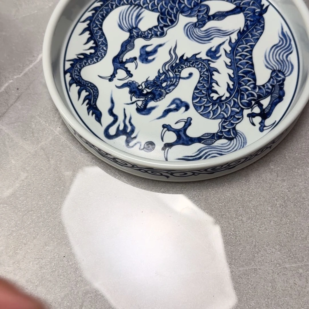 摆件青花铠甲龙大干泡台