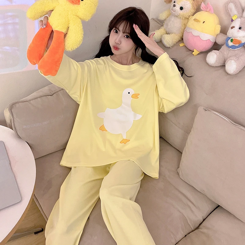 大码睡衣女春秋季高颜值宽松甜美风2025新款可外穿长袖家居服套装