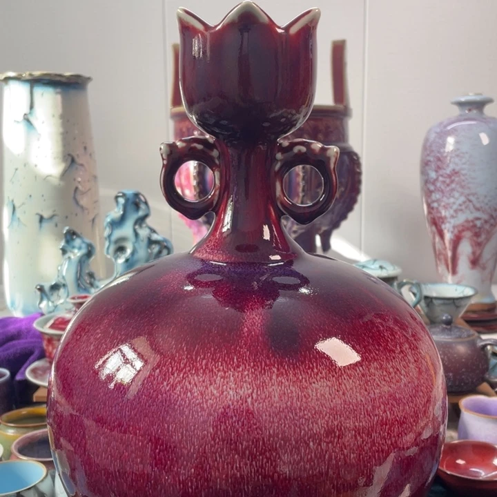 摆件它*钧瓷煤烧莲花尊