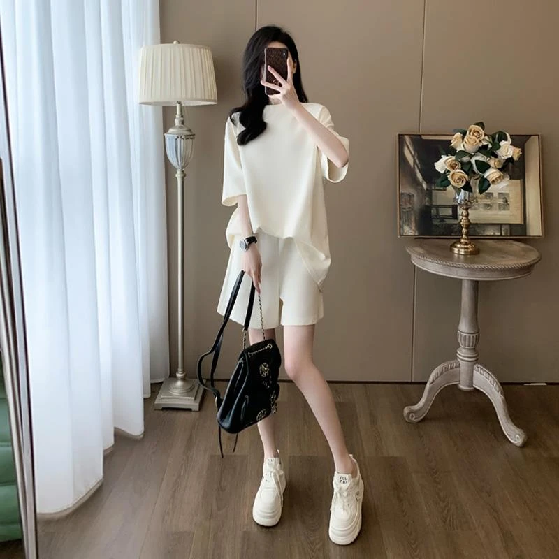 VOCKOO官方网红运动休闲套装女夏装宽松显瘦时尚减龄炸街短袖短裤