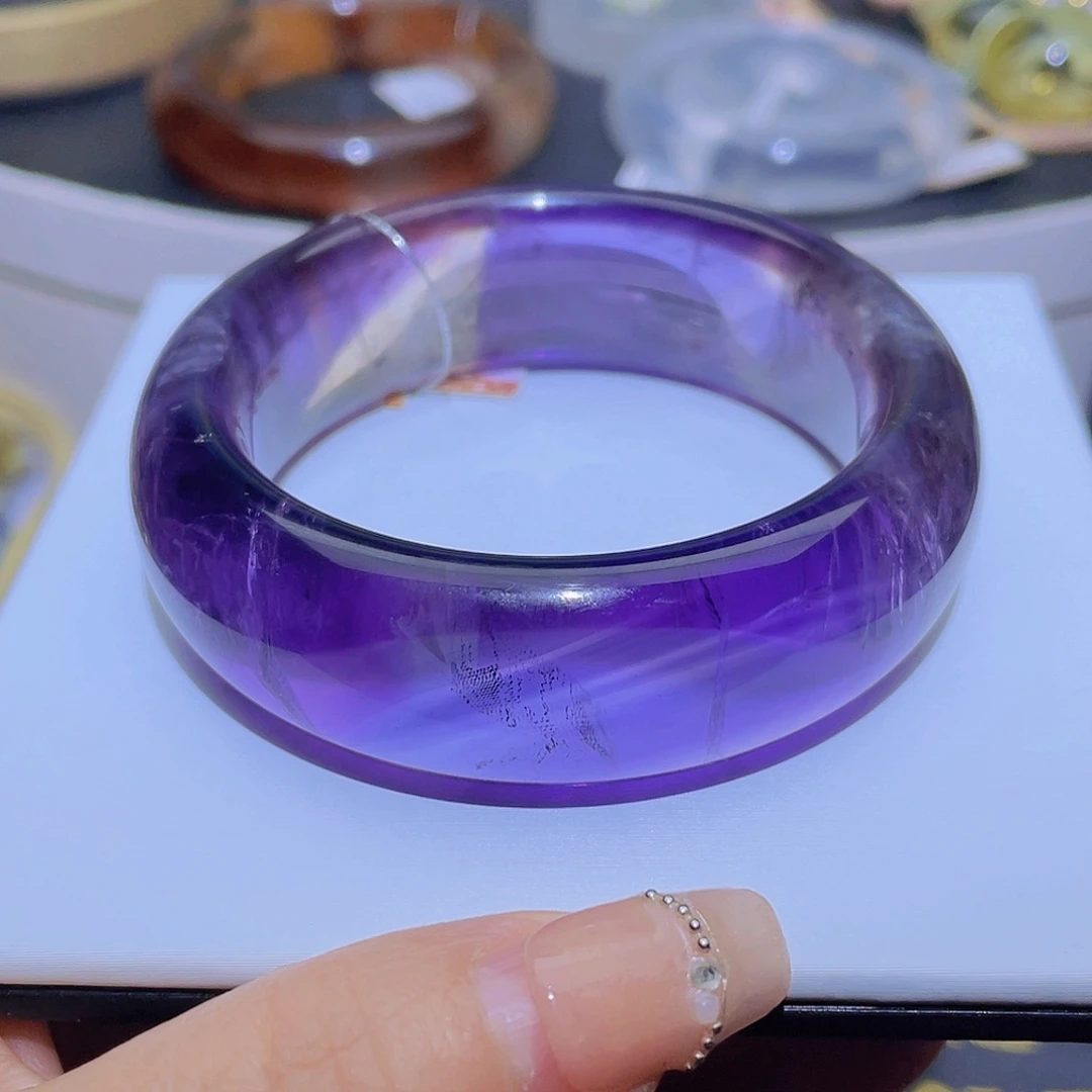 水晶手镯未镶嵌天然乌拉圭紫水晶52圈