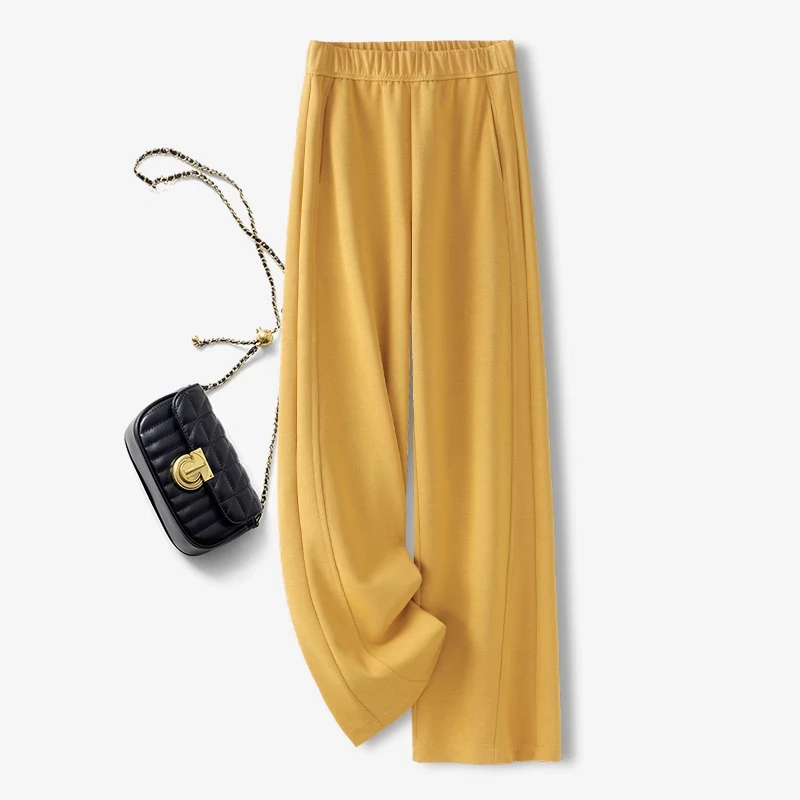 拉夏贝尔休闲直筒裤女春秋2025新款垂坠感宽松显瘦软糯窄版阔腿裤