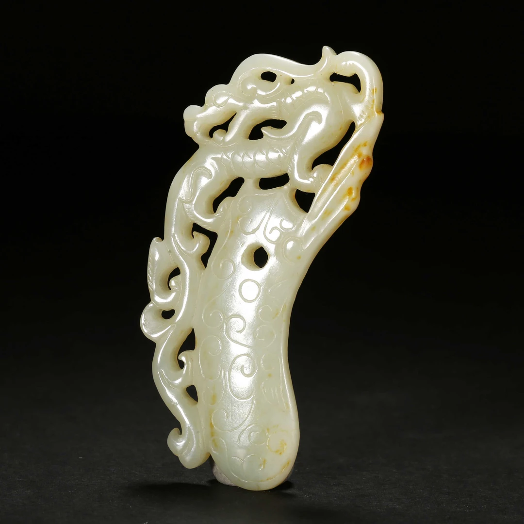 清代*和田白玉龙纹韘形佩/JXT25082032/和田玉【北京文博】