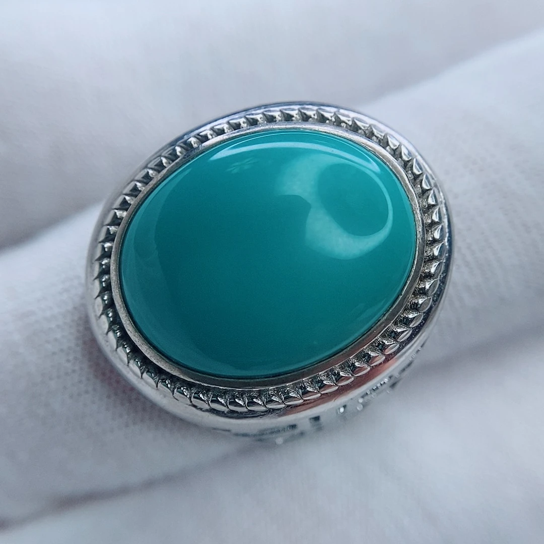 绿松石银S925镶嵌戒指