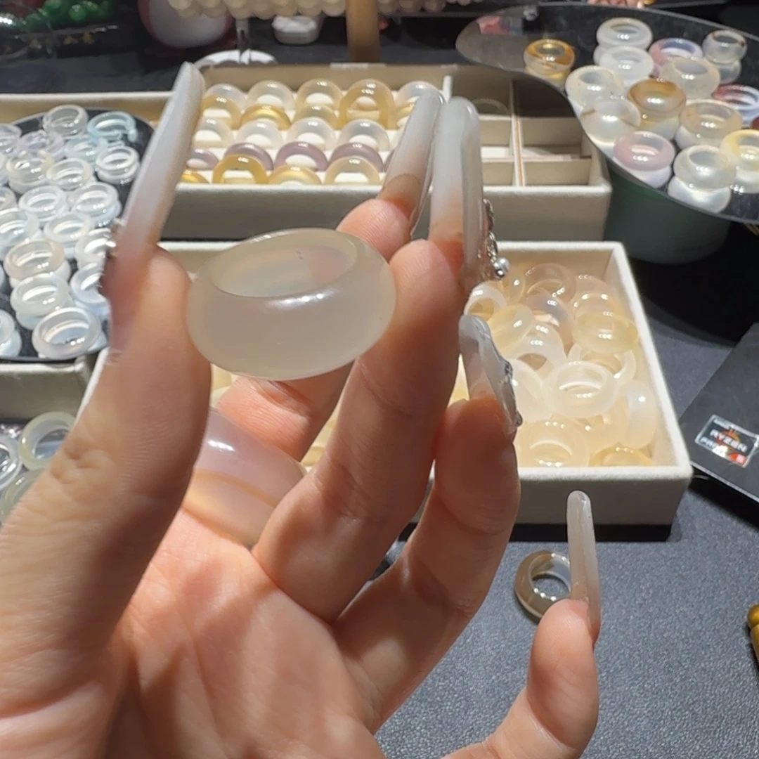 玛瑙/玉髓戒指合金香槟罐 漏