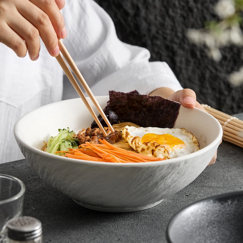 日式泡面碗家用大号汤碗酸菜鱼汤盆创意拉面碗高级感陶瓷碗盆简约
