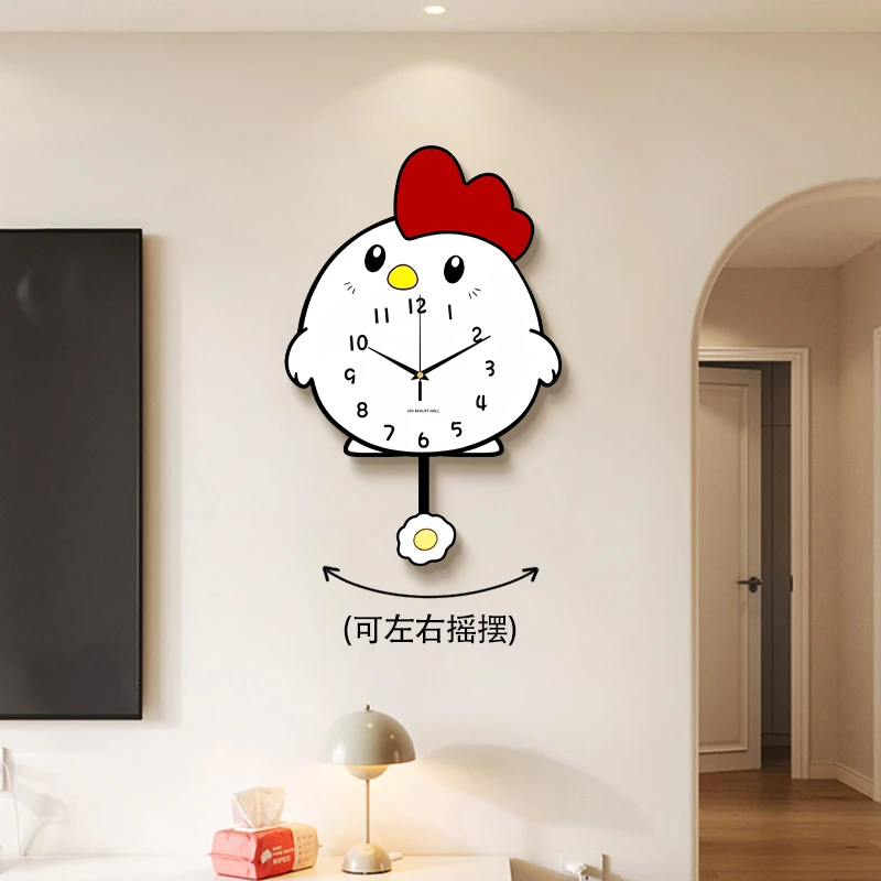2025新款卡通小鸡表挂墙网红创意钟表挂钟客厅现代简约时尚时钟