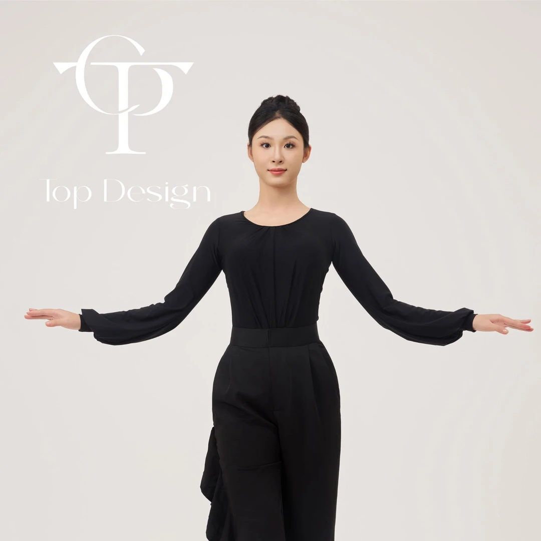 TOP Design【落日】摩登舞服长袖连体上衣