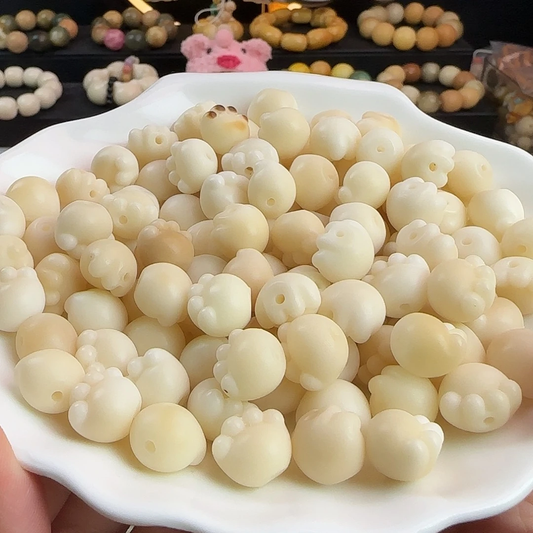 菩提根/象牙果手串卡13-14瓷感奶白猫爪30颗卡牌➕20备珠