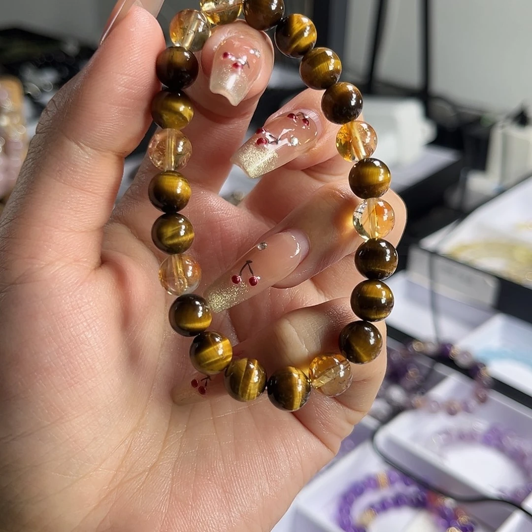 水晶手串未镶嵌?**?虎眼石 黄塔晶
