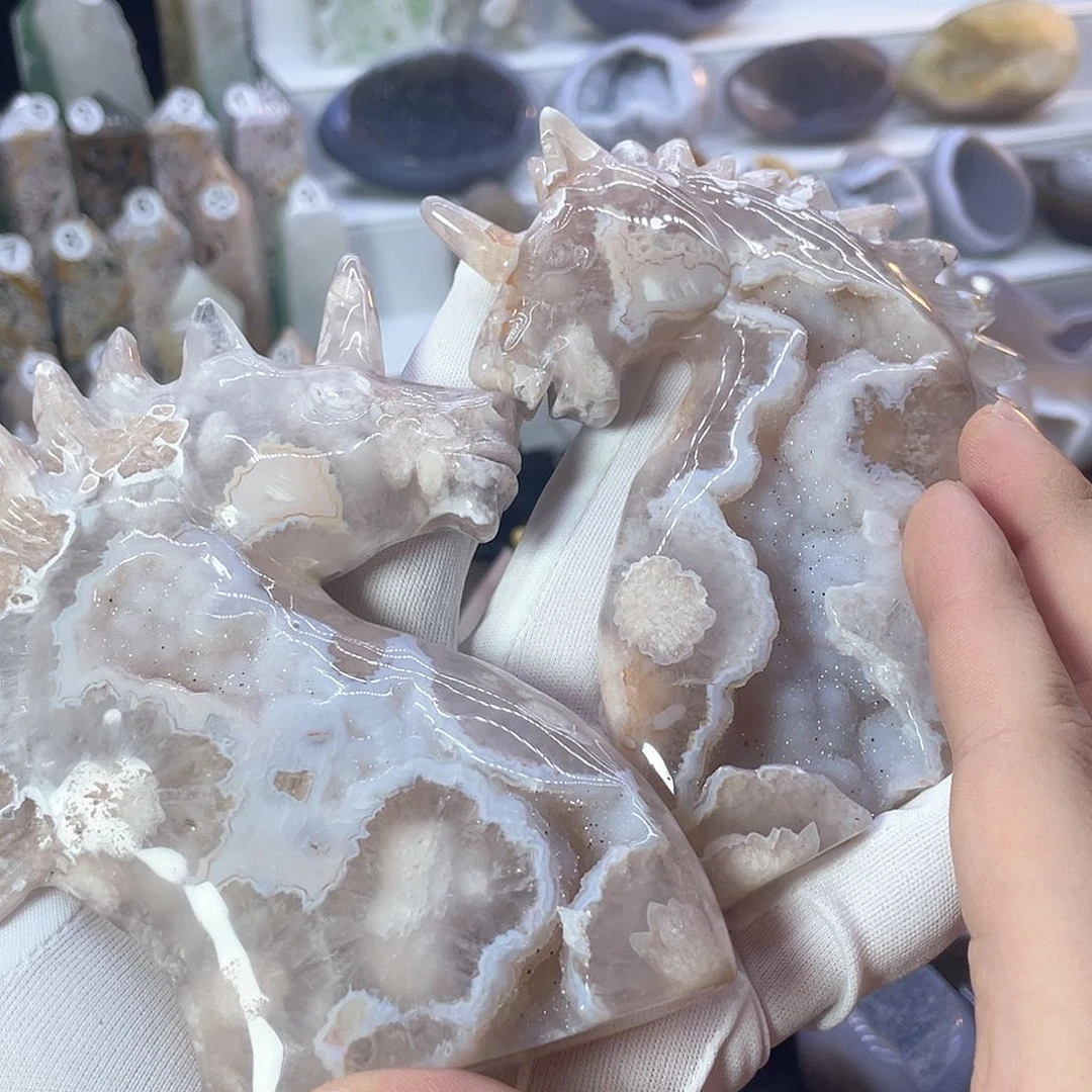 水晶独角兽天生一对未镶嵌拉*噜