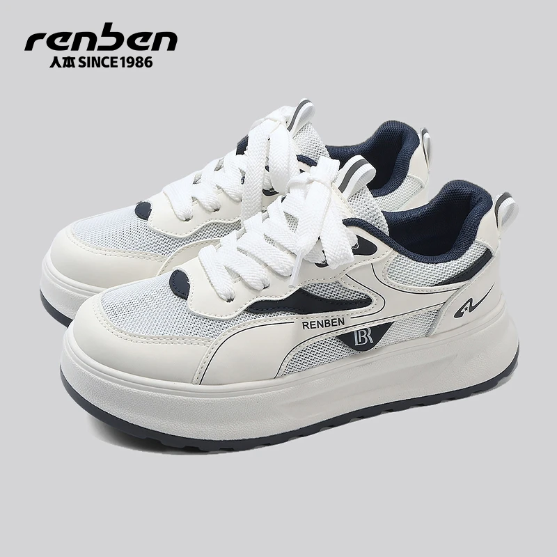 人本官方旗舰店舒适百搭休闲鞋女款爆款2025新款正品镂空网面ins