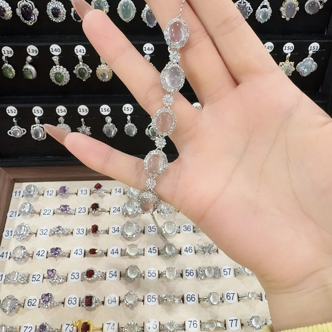 芙蓉石手链银S925镶嵌m*