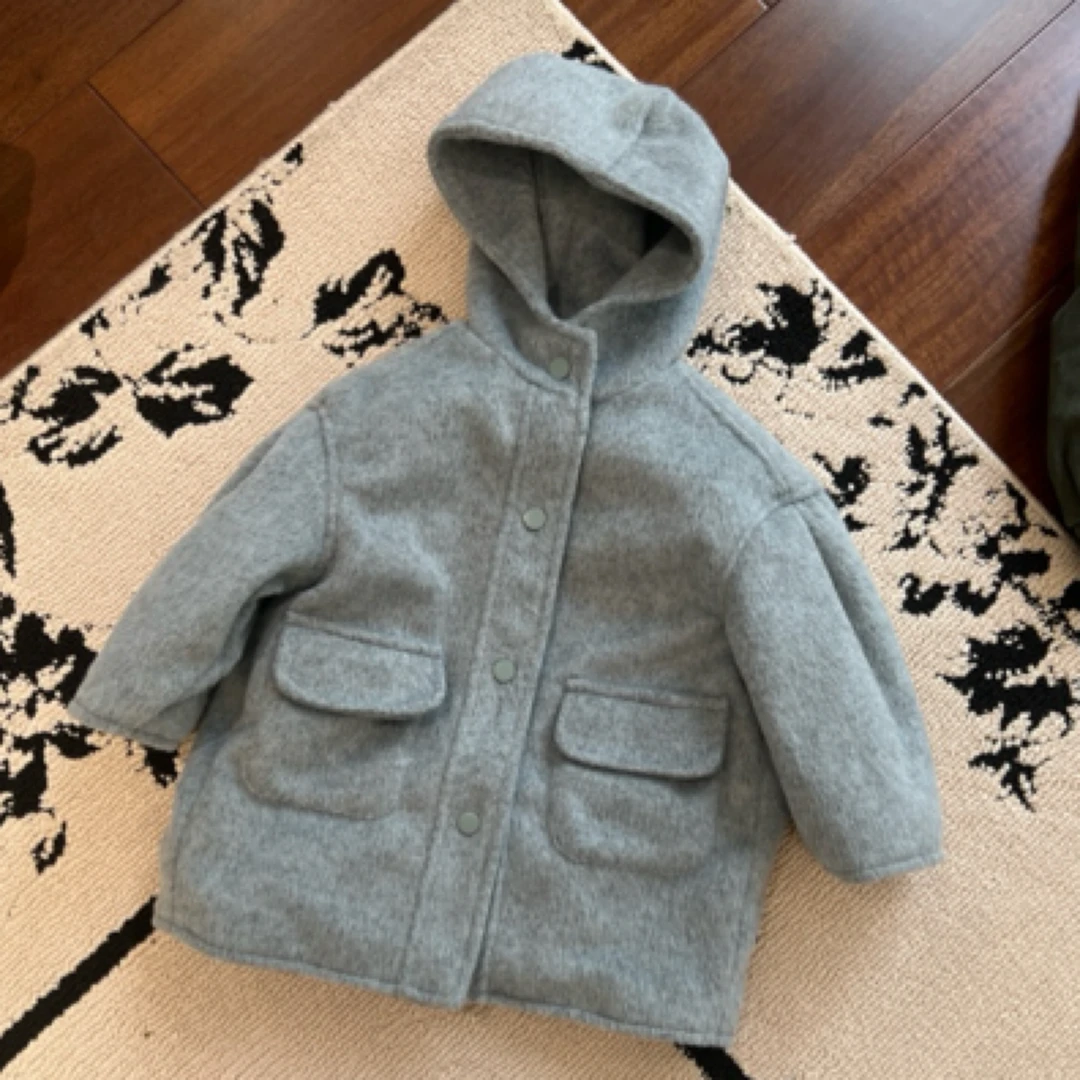 【编号Q44】Y244116007-08-儿童 韩版戴帽呢子大衣银河灰-yew