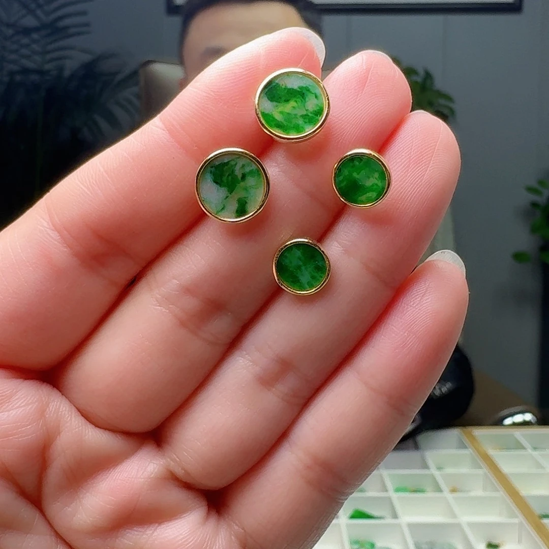 翡翠银S925镶嵌耳饰多样性发货其一