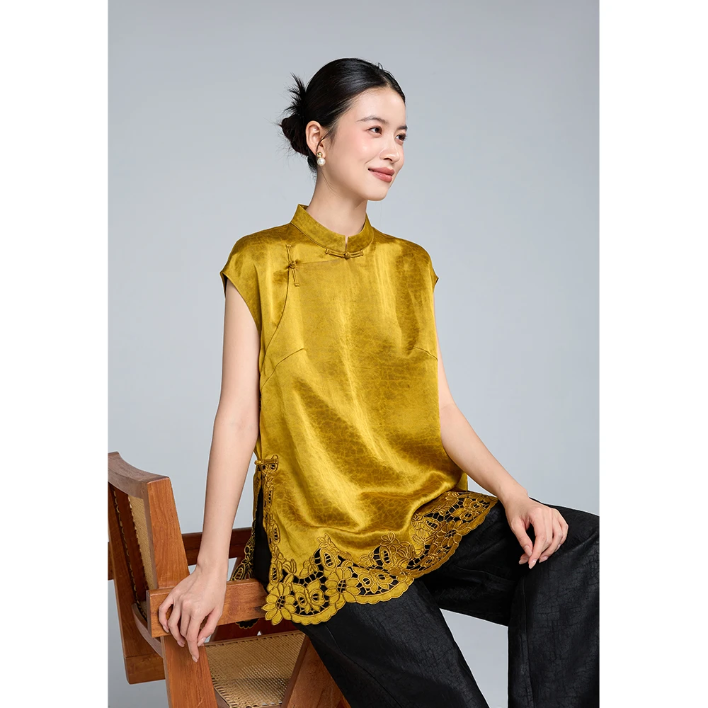 【非遗好物】品牌新款新中式香云纱无袖百搭宽松上衣526193