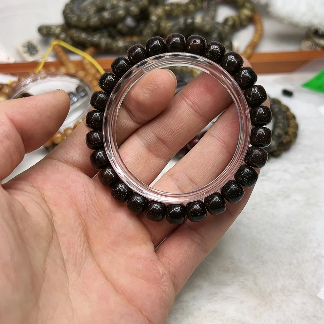 星月菩提手串36傲世糯冰黑金玉华星月菩提单圈98