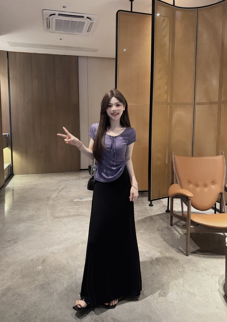 CJJ【果冻裙】夏季凉爽垂感显瘦半身裙高腰A字百搭松紧腰高级感裙子