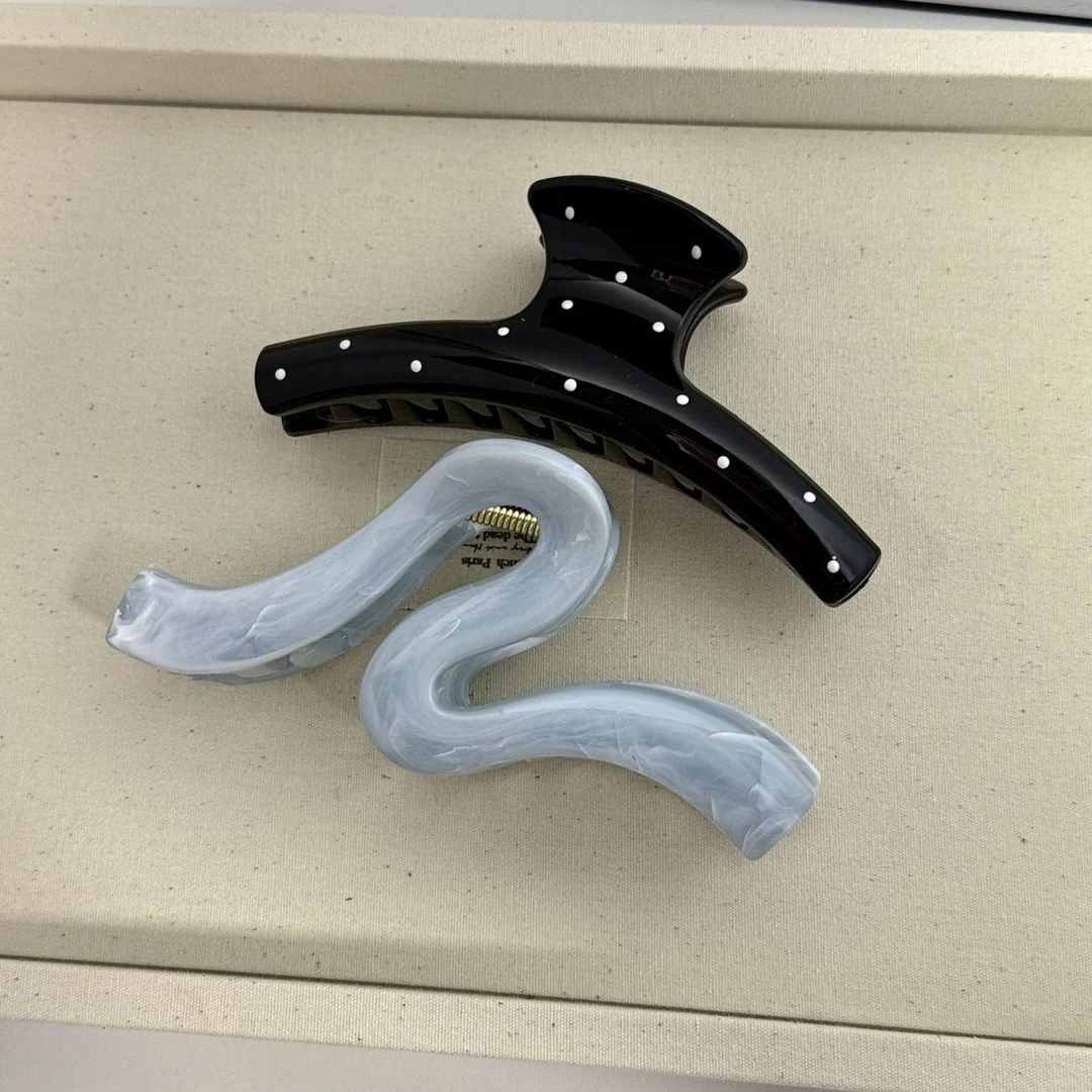 爆款小众高颜值波点晕染蓝抓夹简约气质后脑勺半扎发夹子发抓发饰