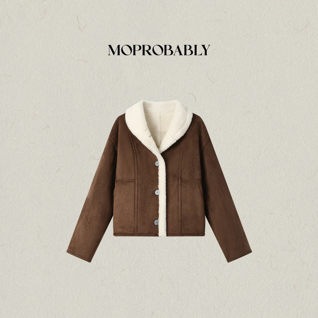 Moprobably李予诺「拿铁」许妍同款复古麂皮绒氛围感外套L5457017