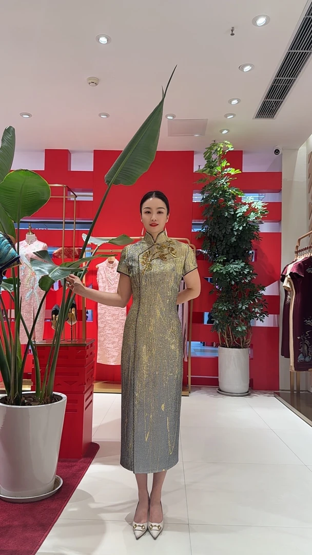 170817六礼新中式金色婚宴喜婆婆喜妈妈日常旗袍