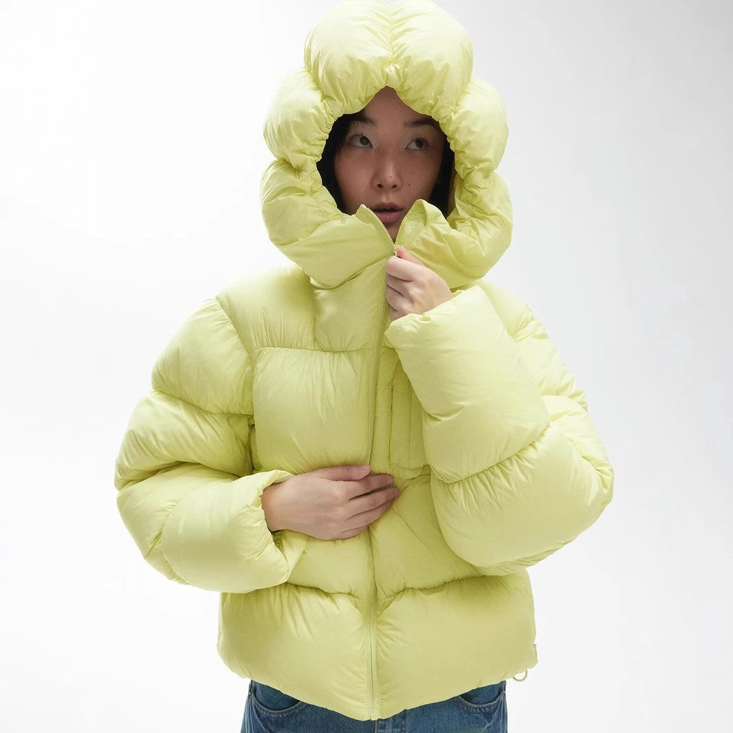 韩系羽绒服女2025冬季新款花苞帽泡芙云朵白鸭绒软糯加厚保暖外套