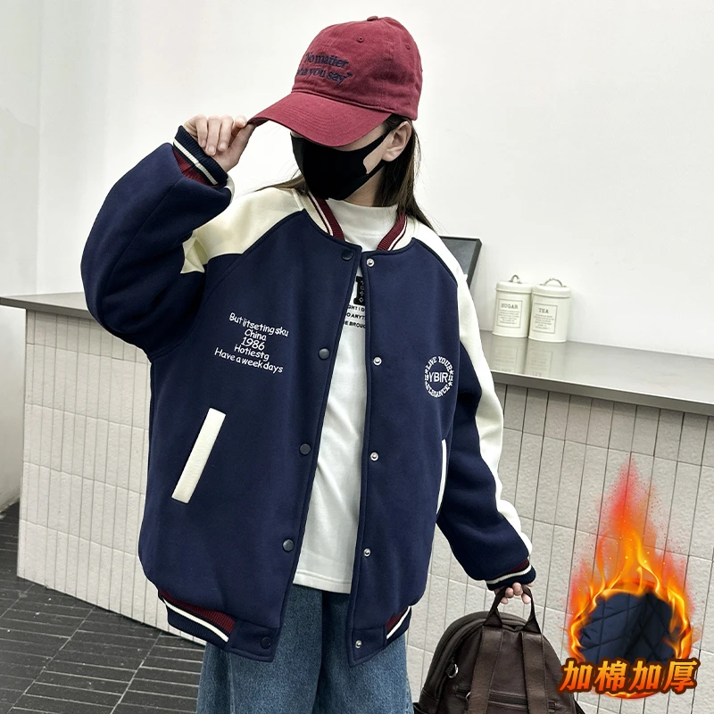 女童夹棉外套2025新款韩版运动冬季儿童超好看棒球服中大童潮冬装